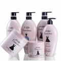 Groothandel Pet Pink Pink Plastic Luxe Lotionpompfles Plastic vormige shampoo fles en conditionerverpakking